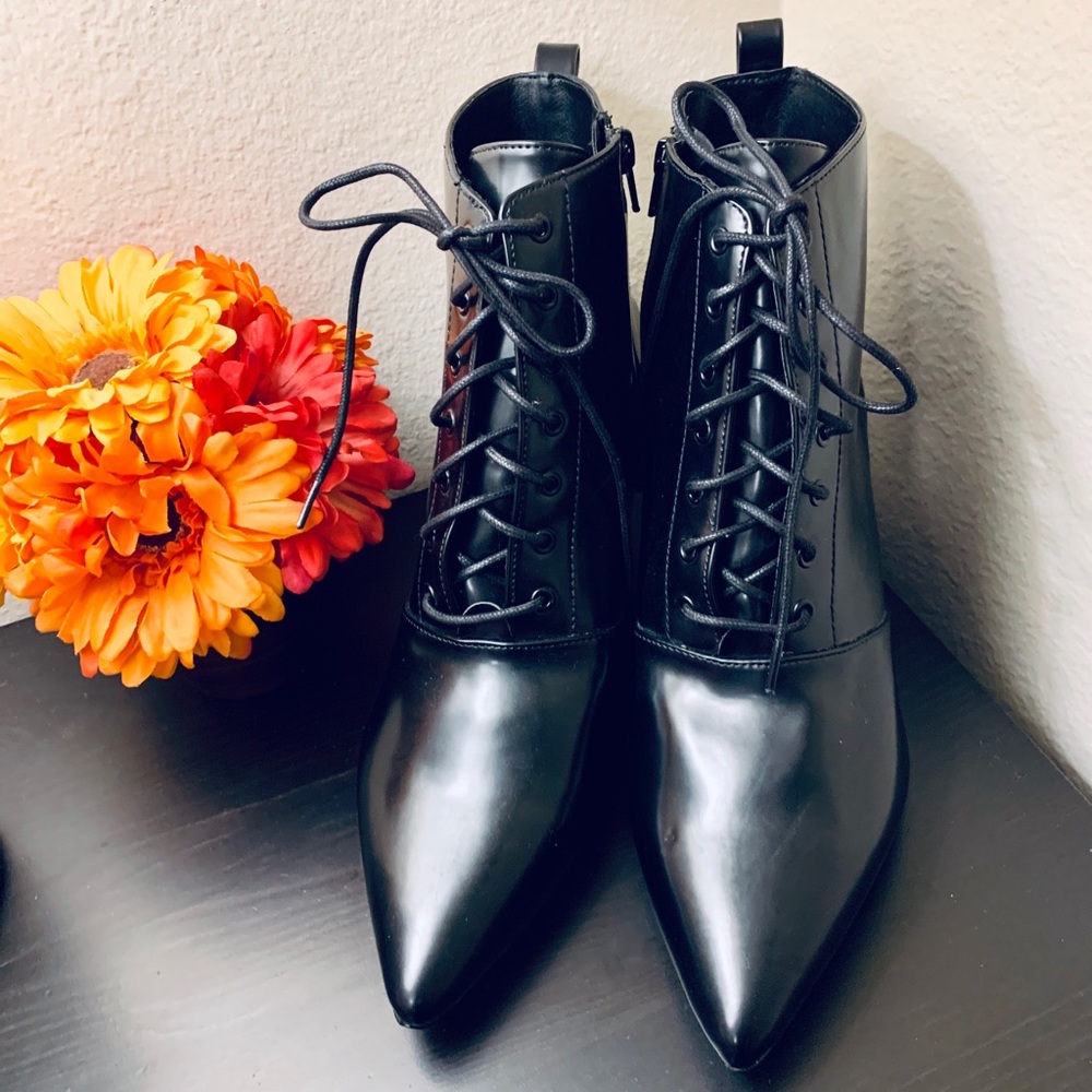 H&M Size 10 Black Laced Ankle Booties, NWT, No Box